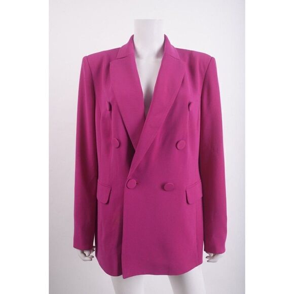 Marina Rinaldi Womens Double Breasted Blazer Caraibi Jacket Sz 14 Fuchsia Pink - Picture 1 of 10